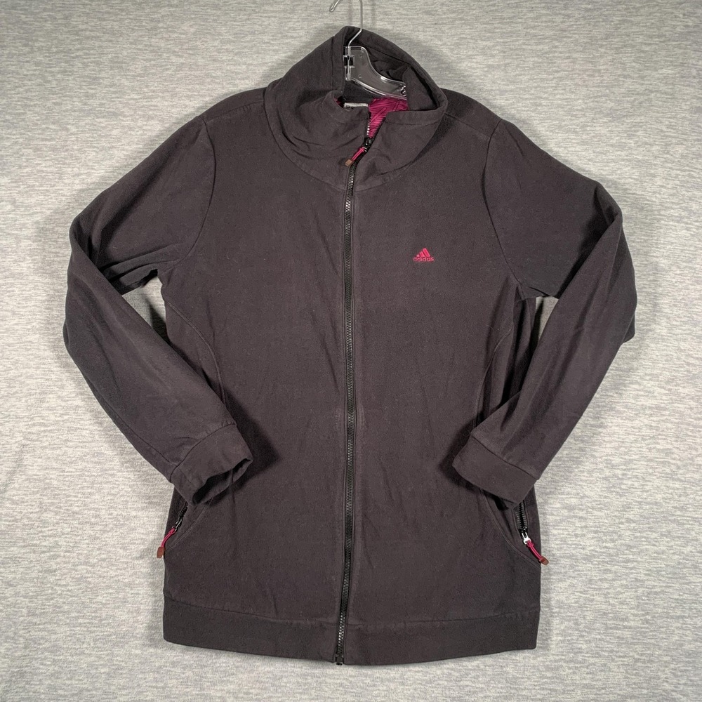 Adidas Jacket Womens XL Gray Fleece Full Zip Lined Pockets Athletic‎ Training
